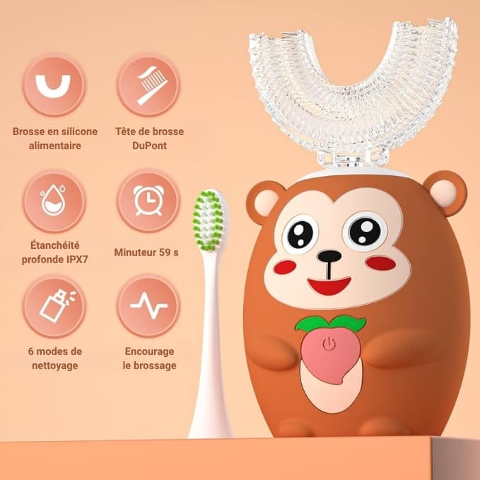 Brosse à dents électrique pour enfant en forme de U