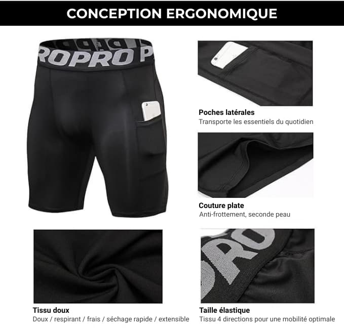 Lot de trois shorts de compression pour homme