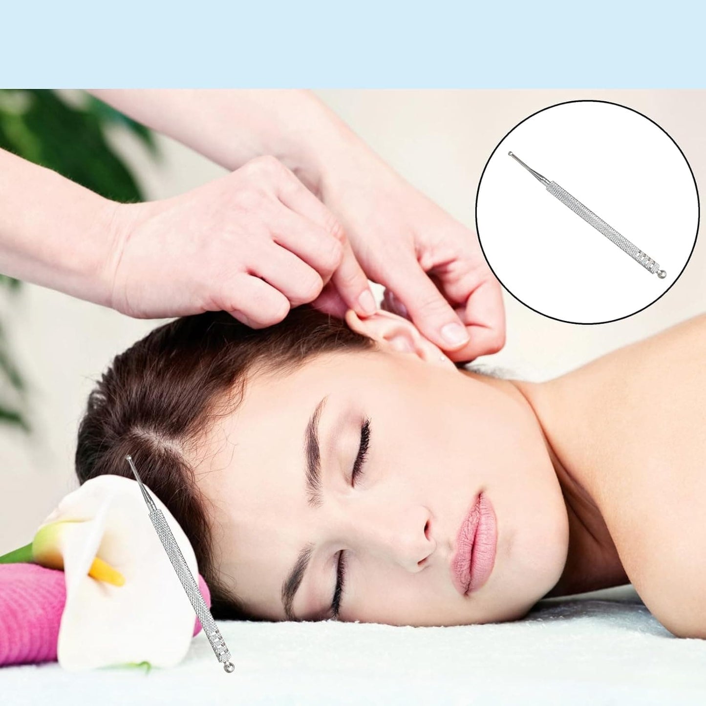 Stylo d’acupuncture pour les oreilles en acier inoxydable
