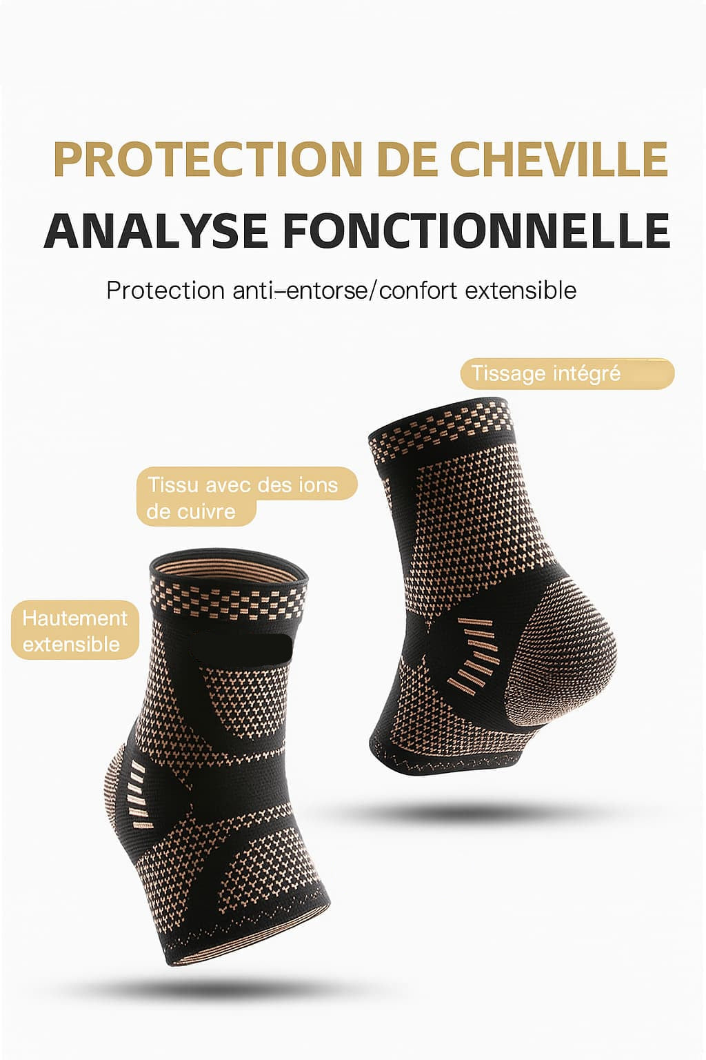 Chaussette orthèse de compression courte à bout ouvert