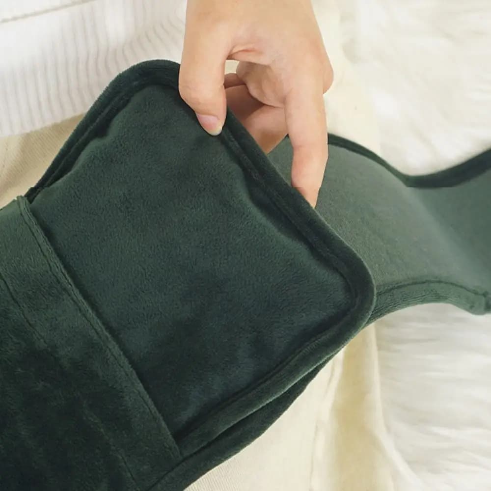 Bouillotte ceinture verte en flanelle