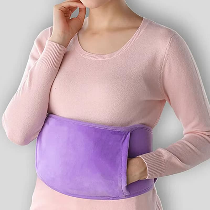 Bouillotte violette en flanelle pour abdomen
