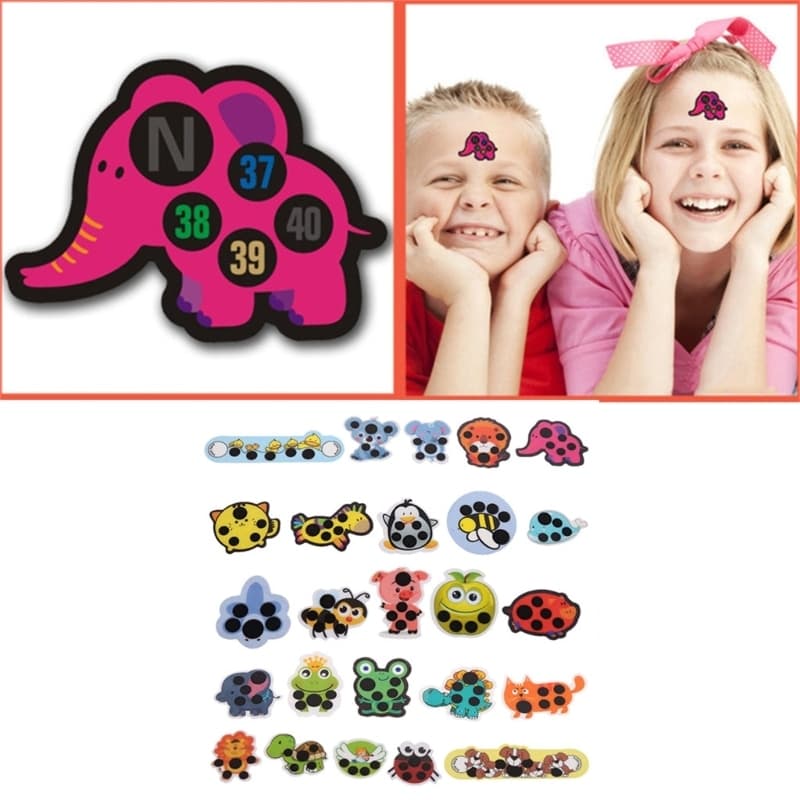 Lot de 5 thermomètres frontaux autocollants mignons pour enfants