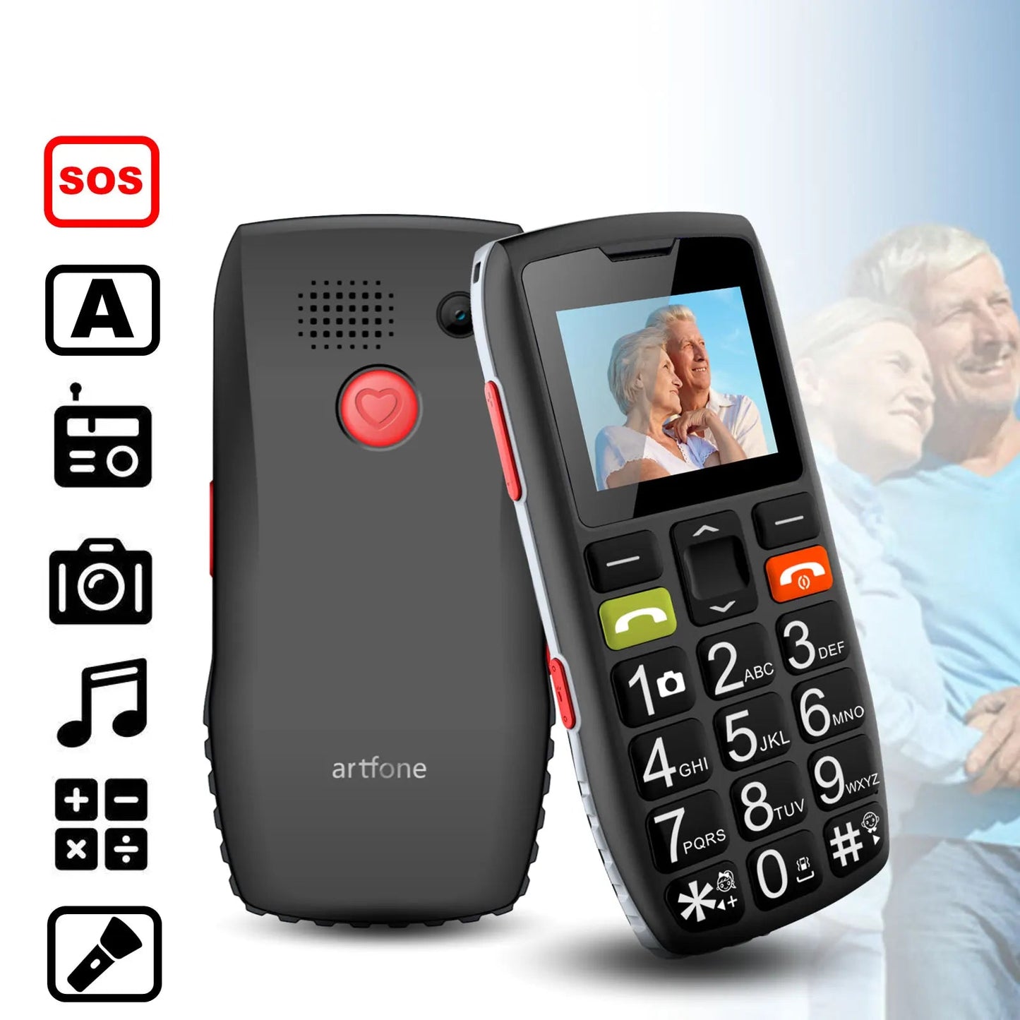 Téléphone Portable Senior Débloqué avec Grandes Touches, Bouton SOS
