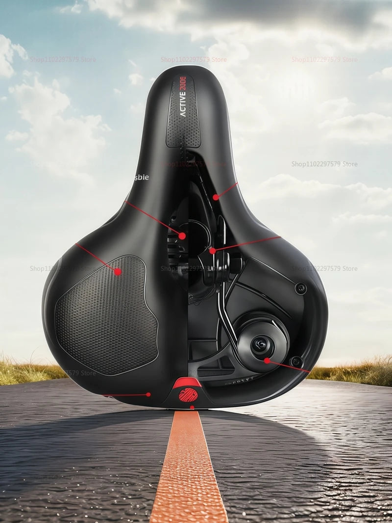 Selle vélo anti douleur à bande réfléchissante et respirante