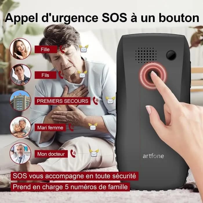 Téléphone Portable Senior Débloqué avec Grandes Touches, Bouton SOS