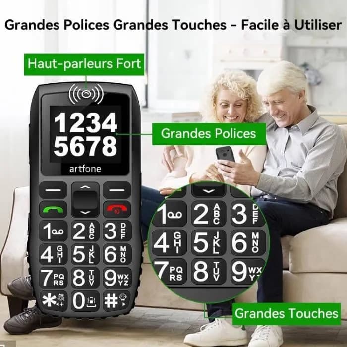 Téléphone Portable Senior Débloqué avec Grandes Touches, Bouton SOS