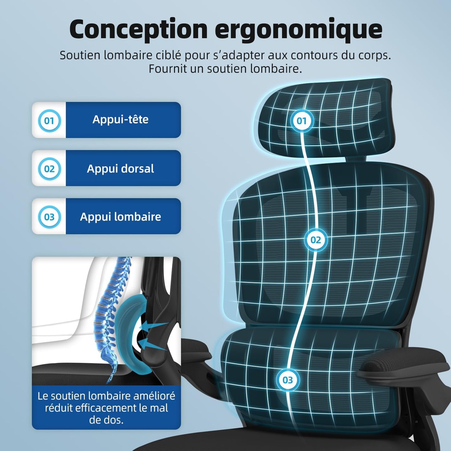 LA CHAISE DE BUREAU ERGONOMIQUE