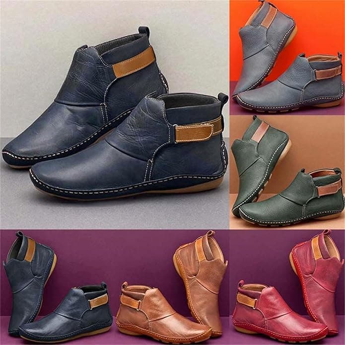 Paire de chaussures bottines à scratch orthopédiques femme