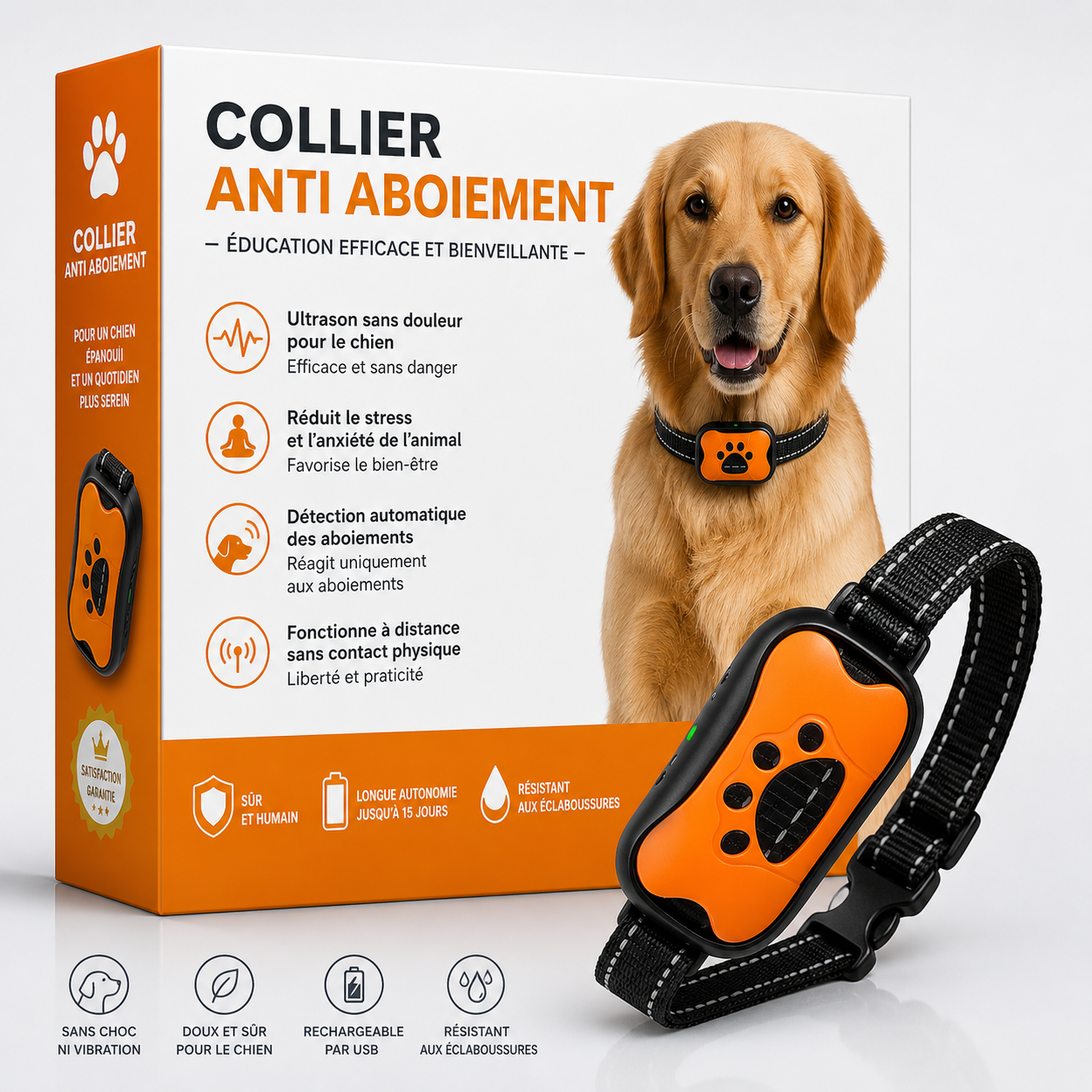 Collier Anti Aboiement PuppyCare™ - Sans Choc Électrique