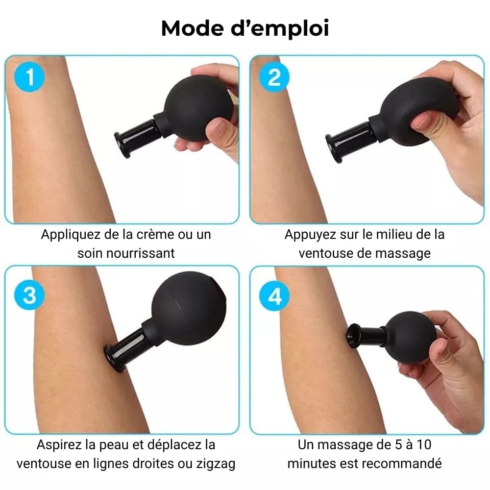 Lot de 4 ventouses anti-cellulites noires