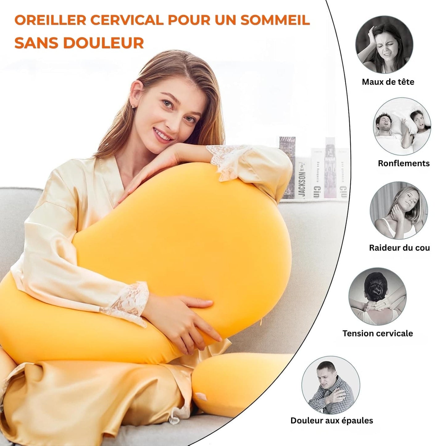 Oreiller ergonomique moelleux en mousse à mémoire de forme