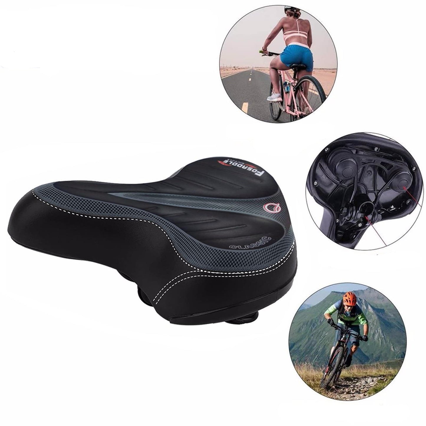 Selle de vélo anti douleur en cuir artificiel