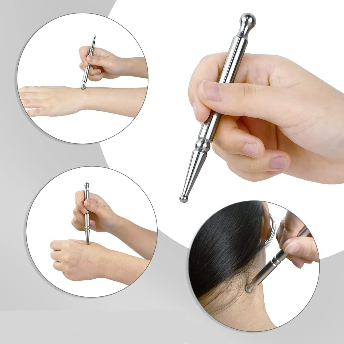 Stylo d’acupuncture manuel en acier inoxydable