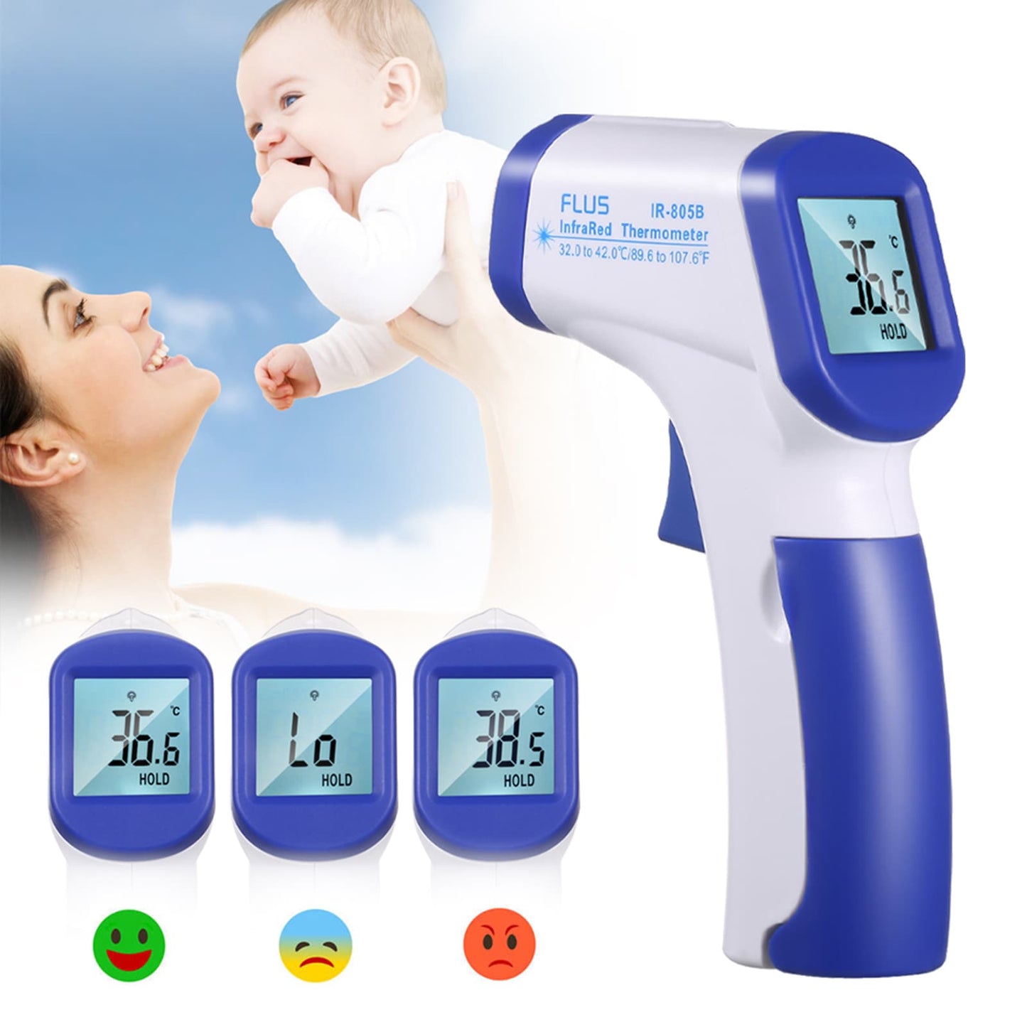 Thermomètre auriculaire bébé infrarouge numérique en forme de pistolet