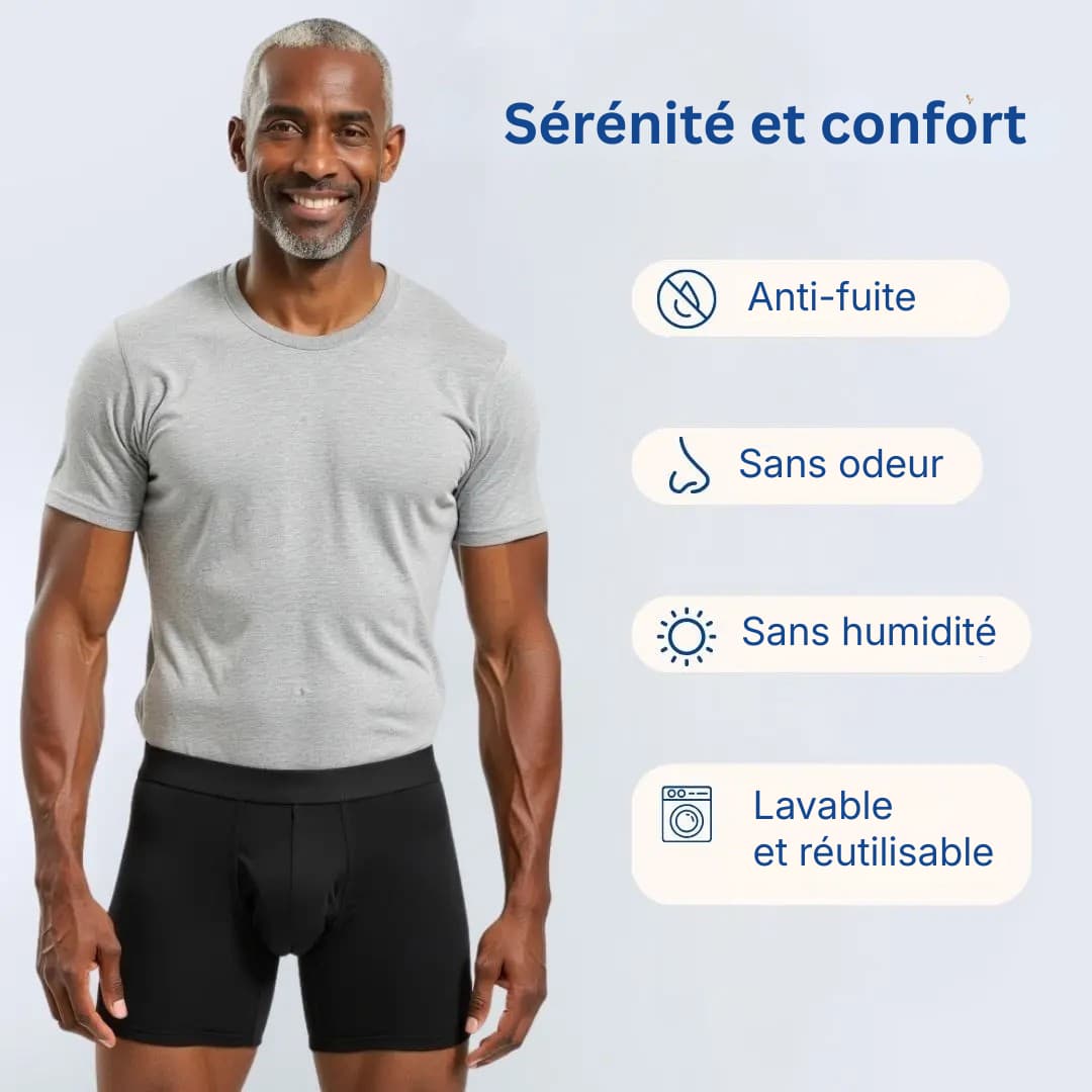 Boxers absorbants lavables homme – Fuite urinaire