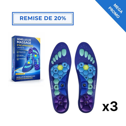 Semelles magnétique de massage d’acupression unisexe