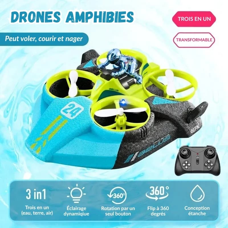 Drone Enfant 8 ans Amphibie 3 en 1