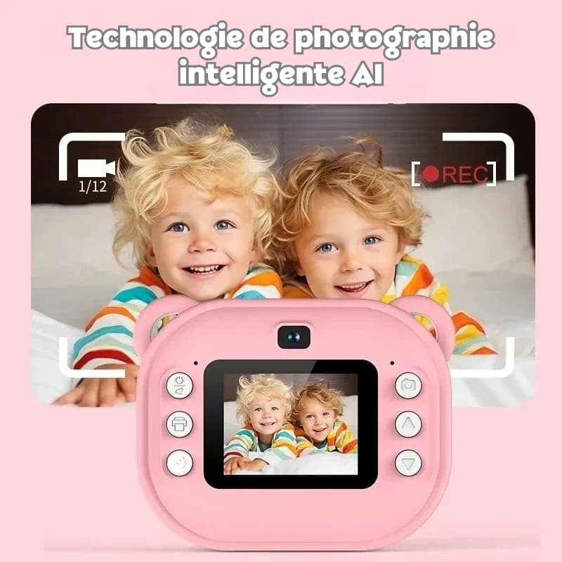 Appareil photo instantané enfant Maxizoom avec impression thermique et fonction vidéo dessin