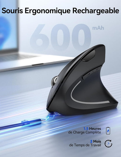 Souris ergonomique verticale sans fil – confort main et poignet