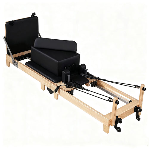 Reformer Pilates pliable en bois Advance+ Noir