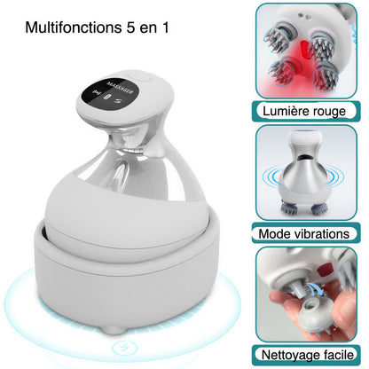 Appareil électrique de massage de tête avec vibration chauffante et lumière rouge