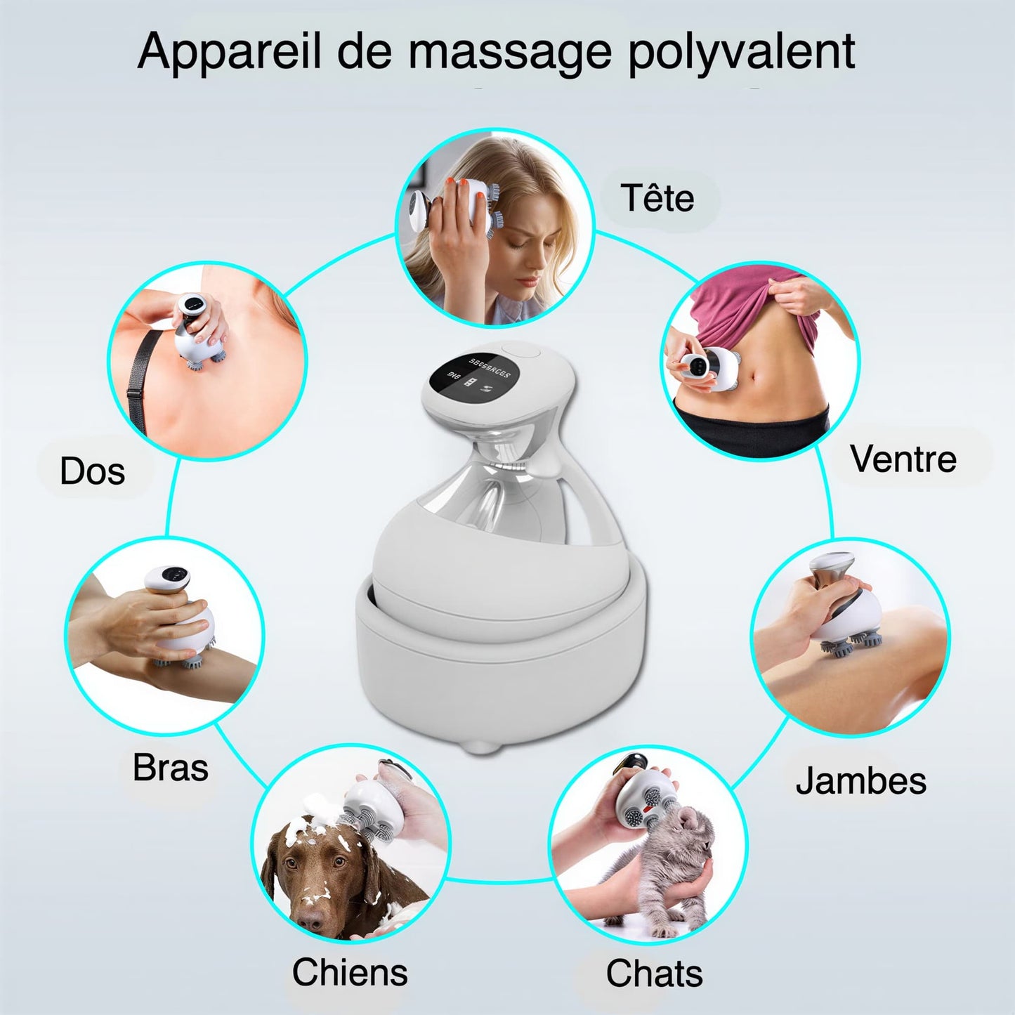 Appareil électrique de massage de tête avec vibration chauffante et lumière rouge