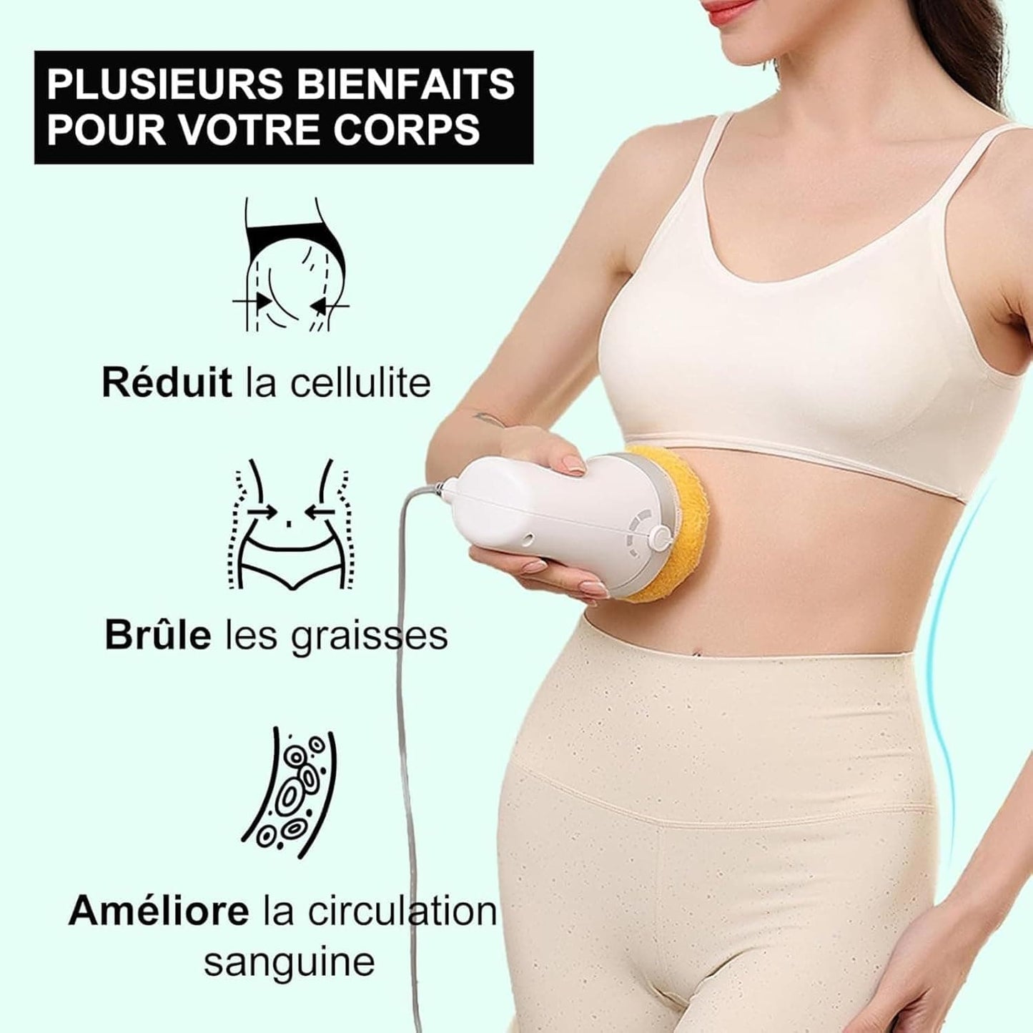 Brosse de massage anti-cellulite rotative à vibrations
