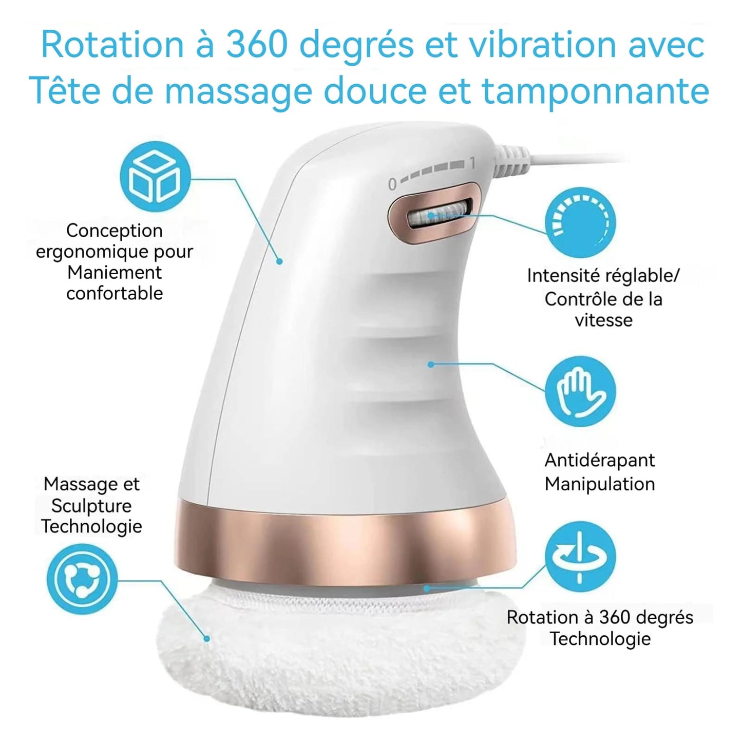Brosse de massage anti-cellulite rotative à vibrations
