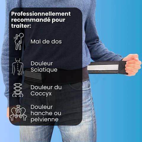 Attelle de soutien lombaire élastique et réglable