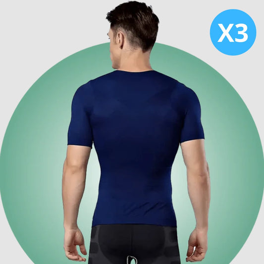 Offre Spéciale 3 T-Shirts Bleu Correcteur de posture et gainant - Mixte | Inshape Boutique™