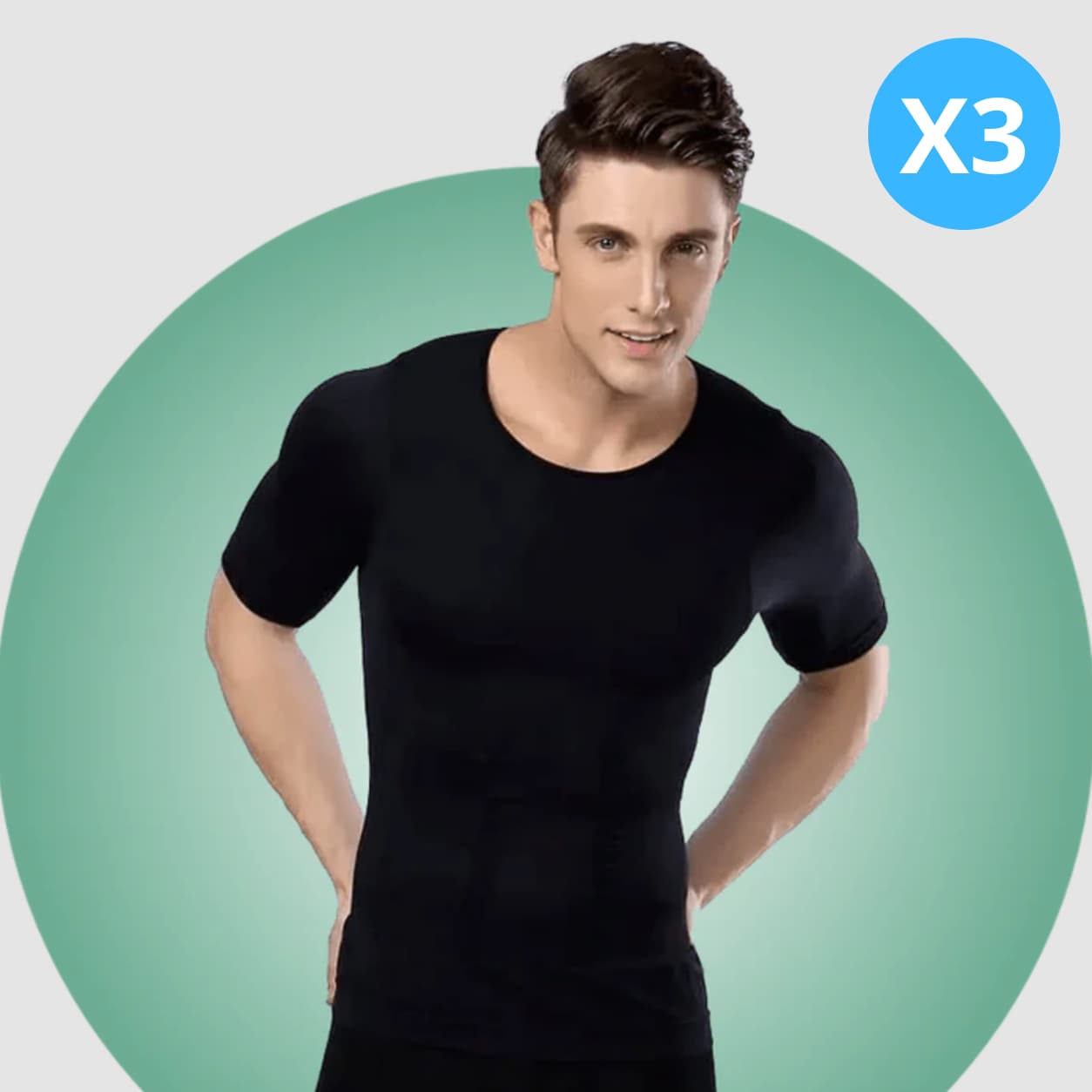 Offre Spéciale 3 T-Shirts Noir Correcteur de posture et gainant - Mixte | Inshape Boutique™