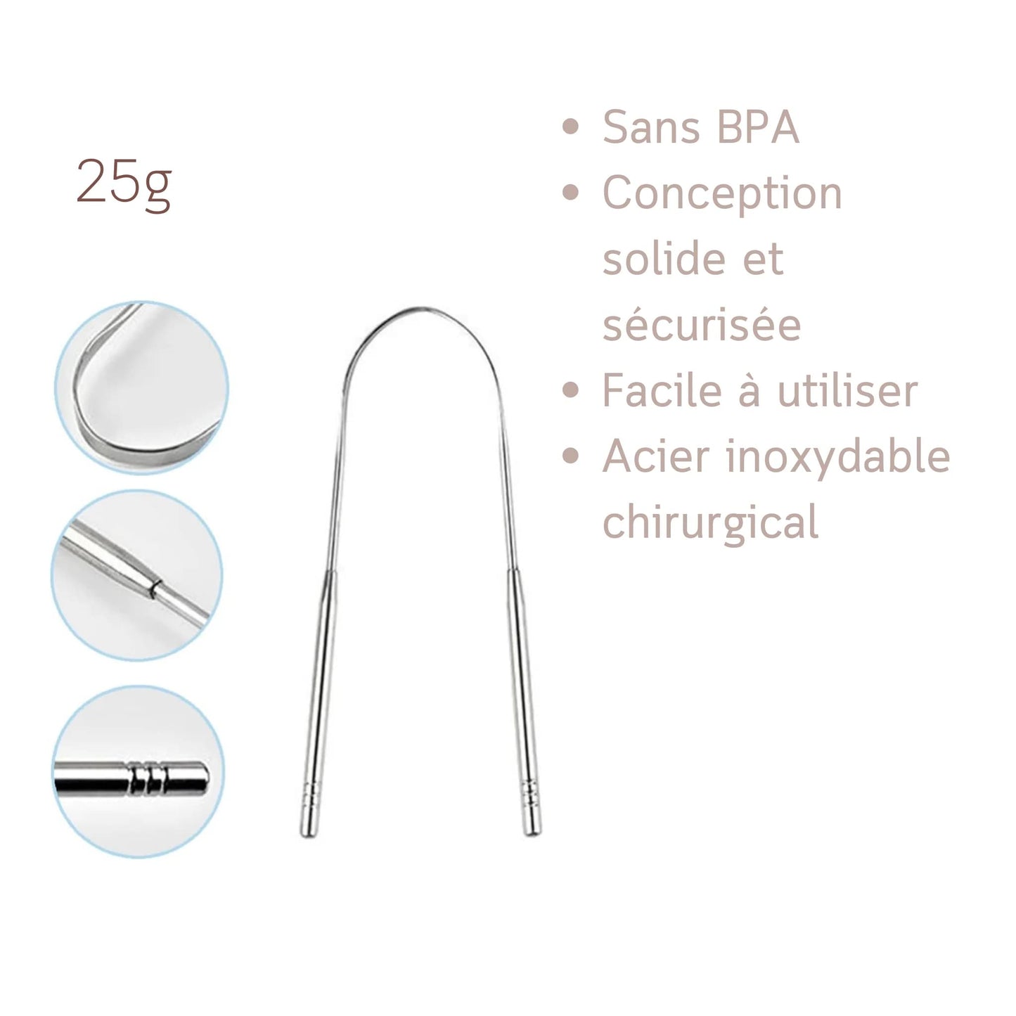 Nettoyeur de bouche en forme de u en acier inoxydable