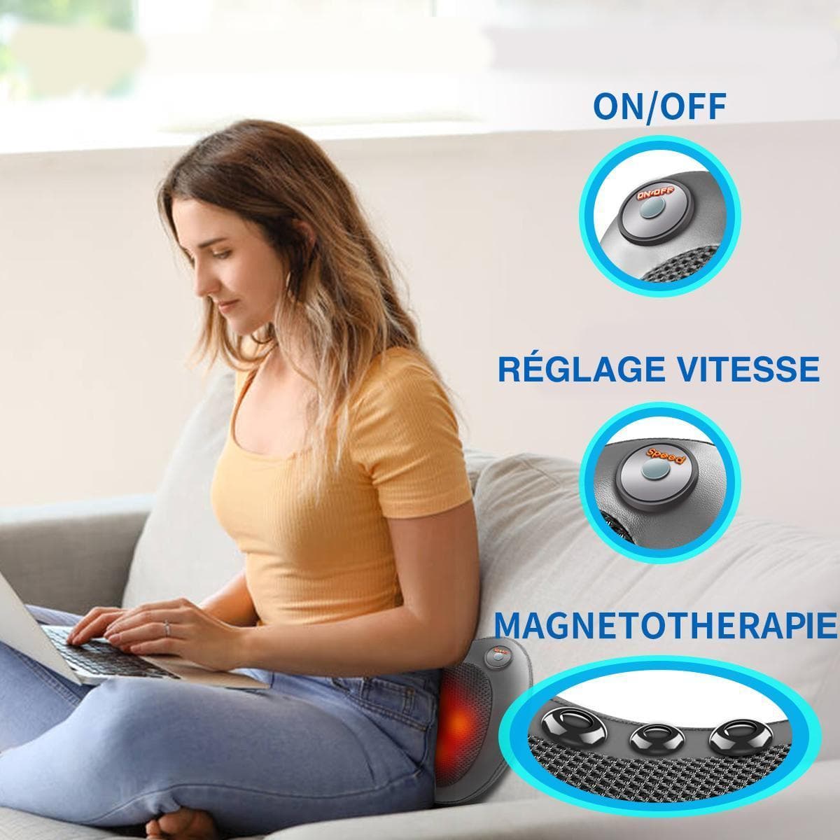 Oreiller de massage pour le dos