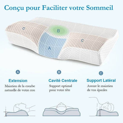Oreiller cervical ergonomique flexible en coton