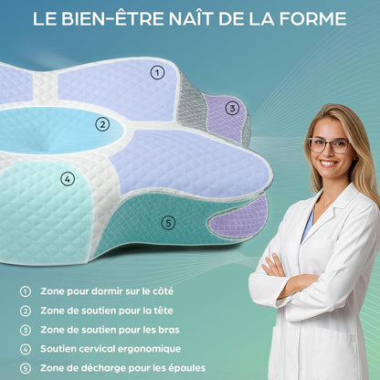 Oreiller cervical ergonomique en forme de papillon