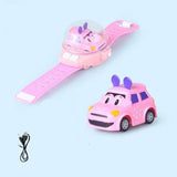 Voiture montre télécommandée rose pour enfants