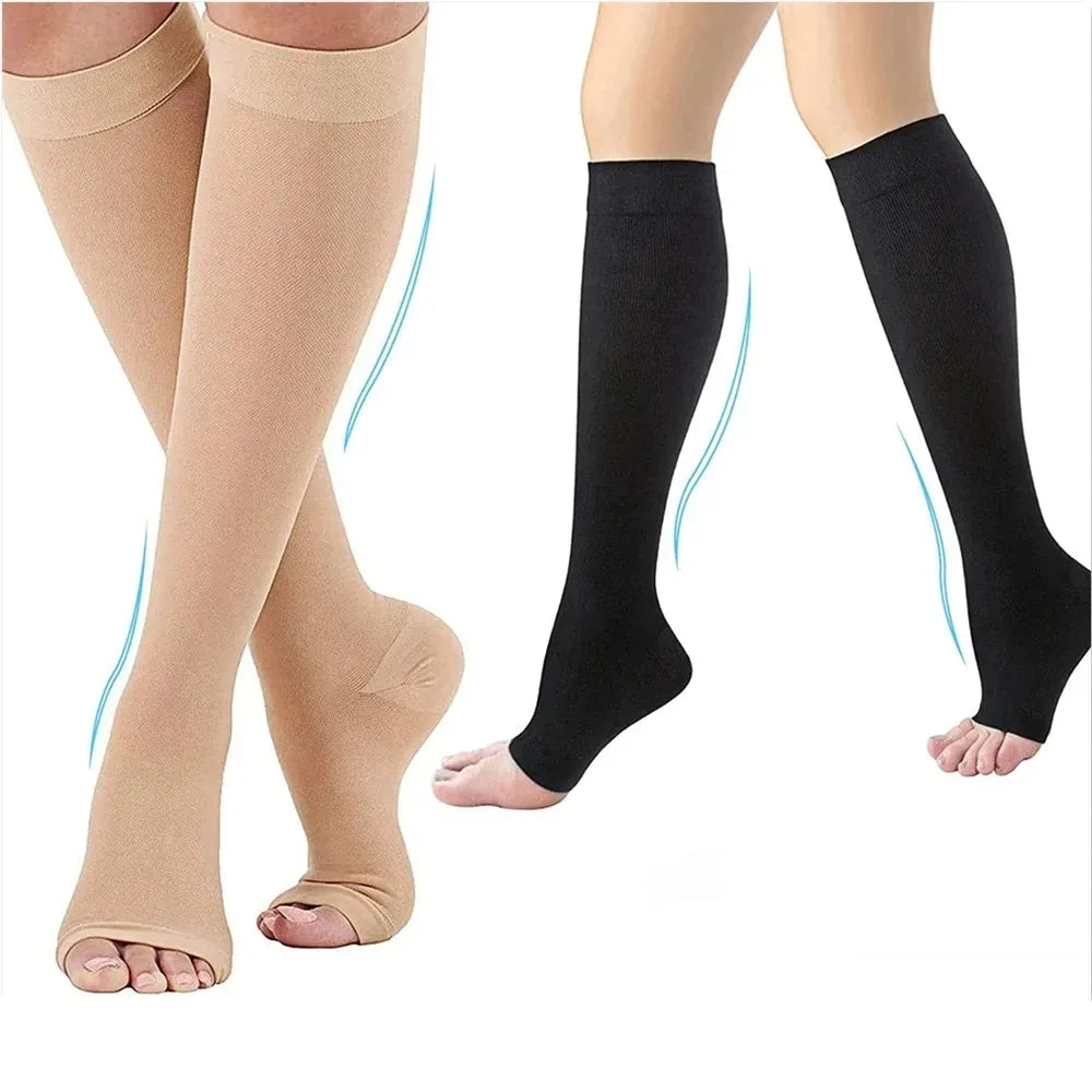 Chaussettes de compression bout ouvert femme