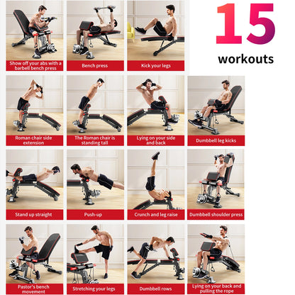 Banc de Musculation Pliable et Réglable Multifonction – Entraînement Complet à Domicile