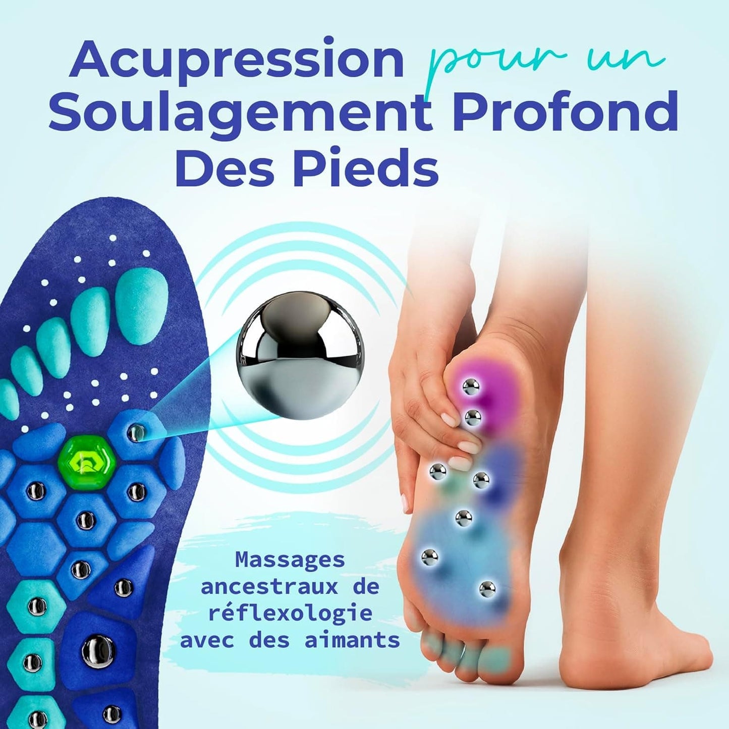 Semelles magnétique de massage d’acupression unisexe