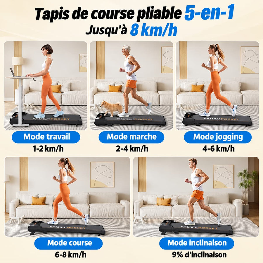Tapis de Course Pliable Walking Pad X9 Noir – Inclinaison 9%