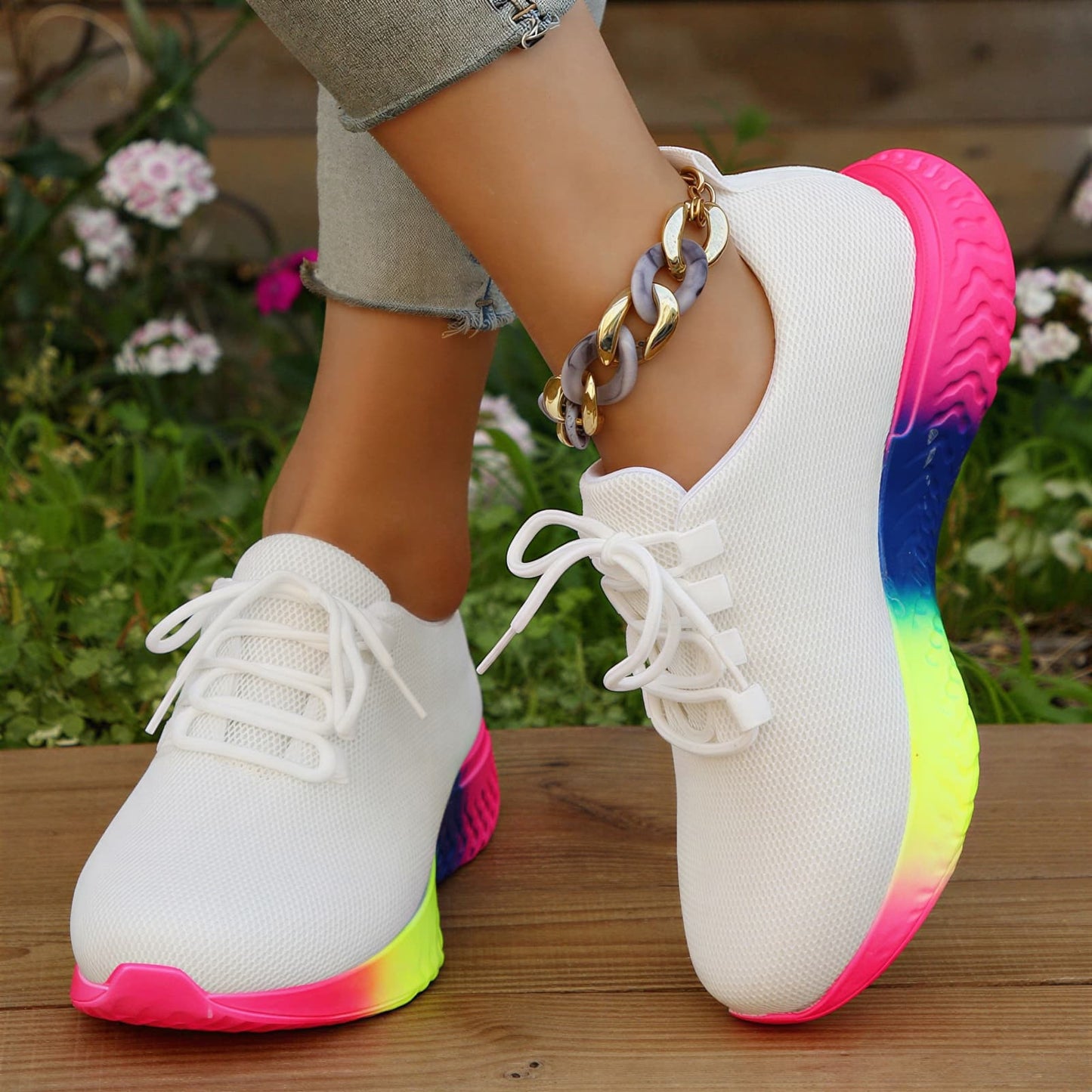 Baskets orthopédiques femme avec semelles multicolores