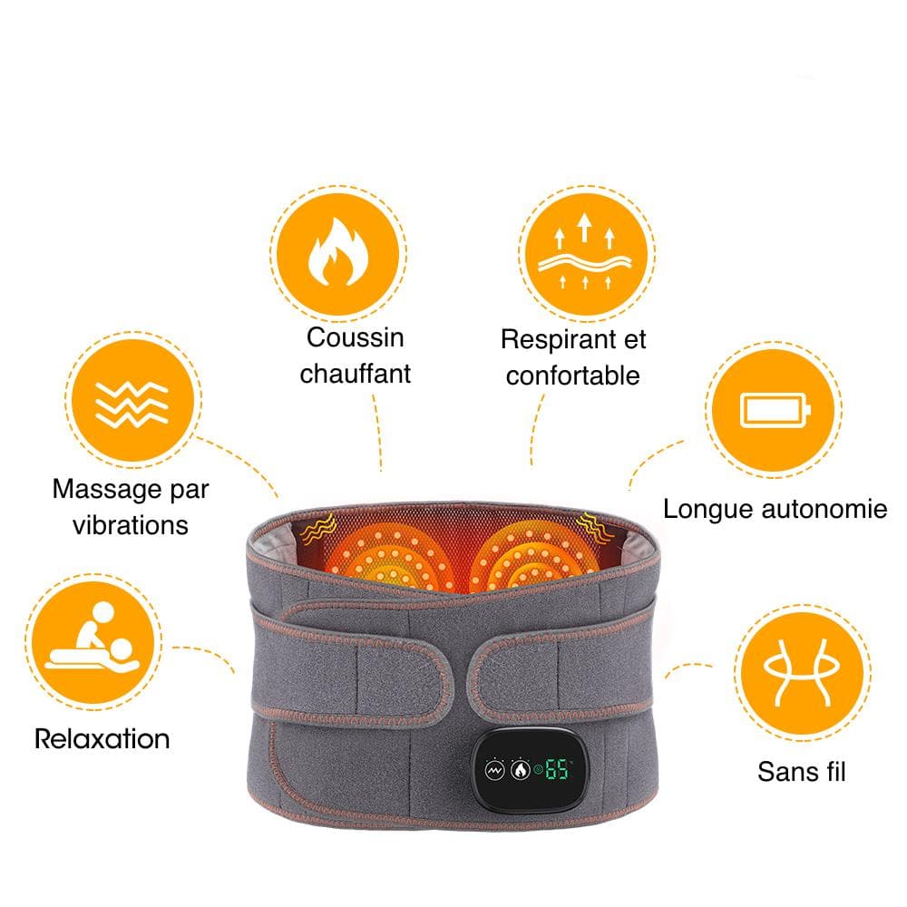 Ceinture chauffante vibrante dos – soulagement lombaire et muscles