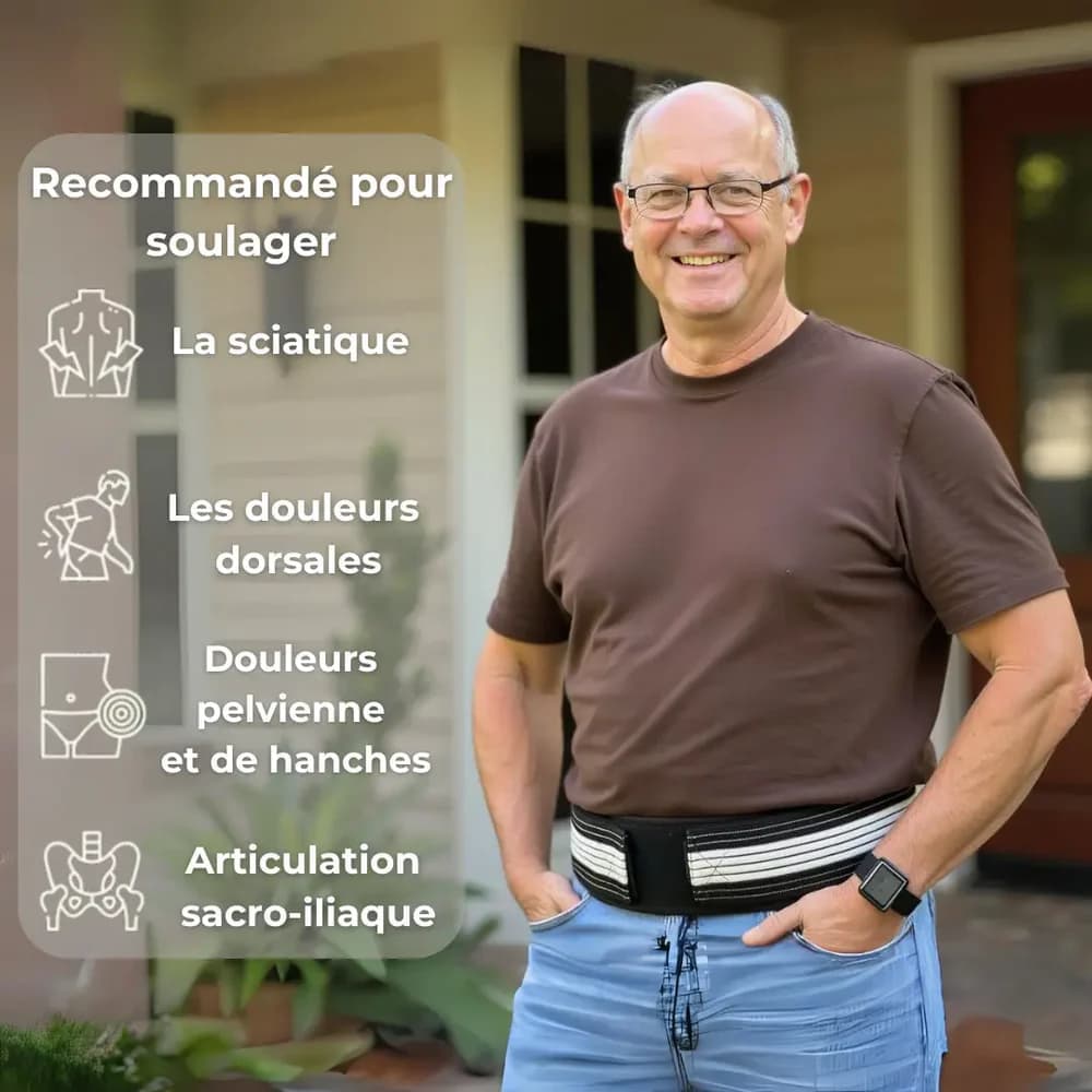 Attelle de soutien lombaire élastique et réglable