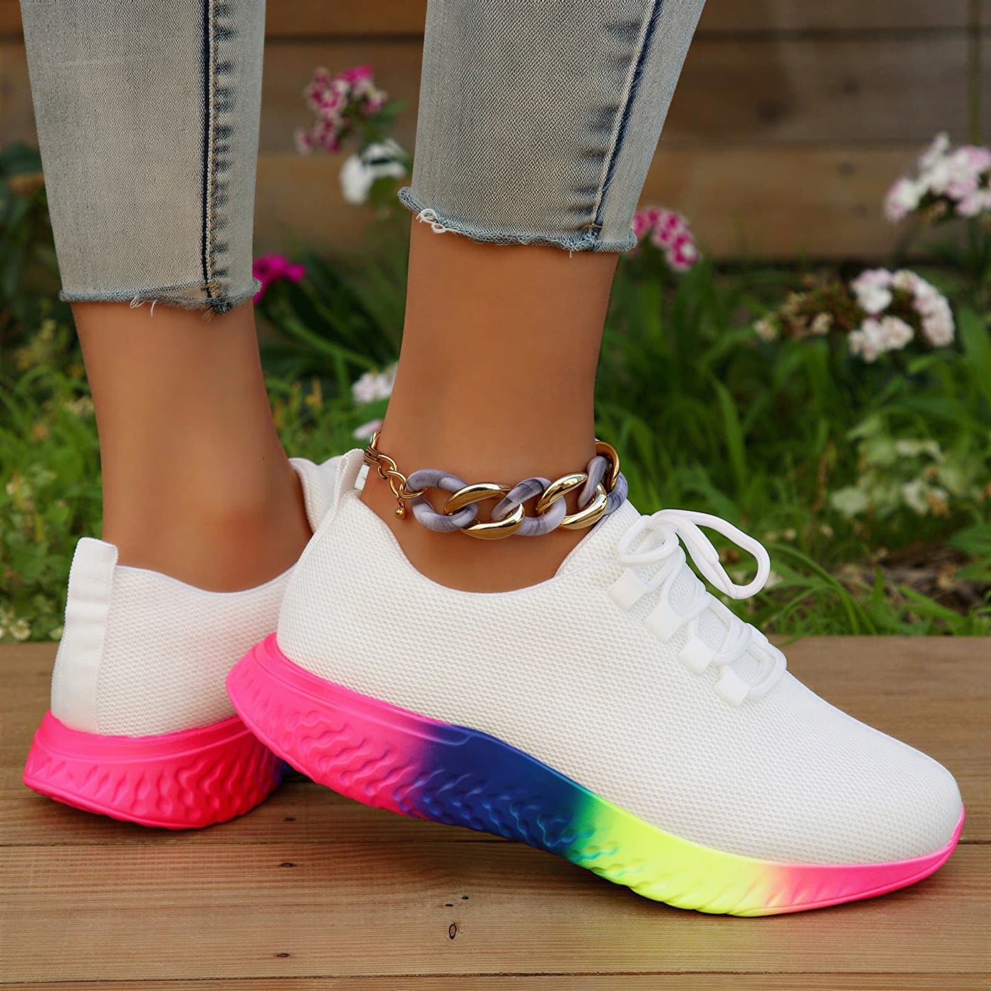 Baskets orthopédiques femme avec semelles multicolores