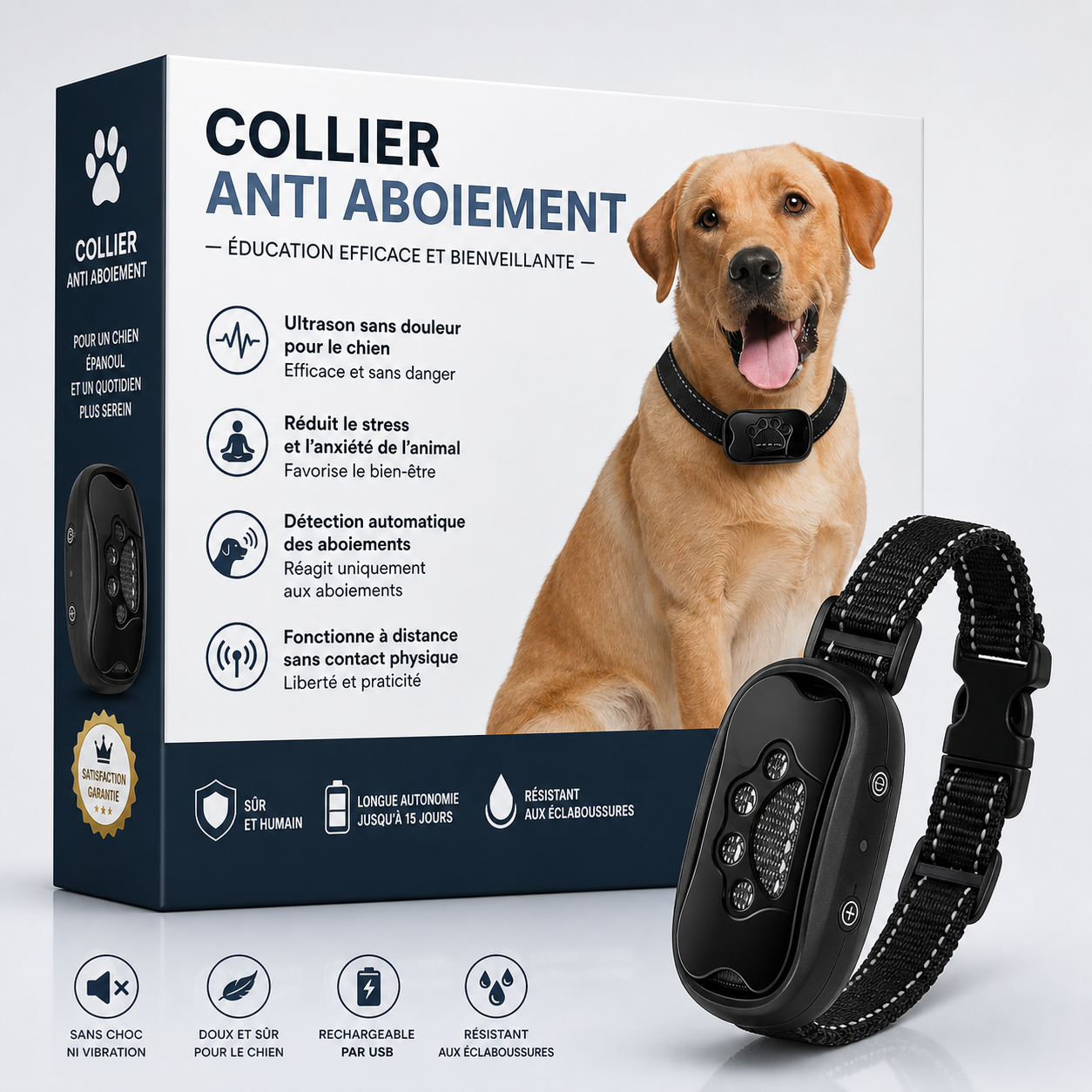 Collier Anti Aboiement PuppyCare™  - Sans Choc Électrique