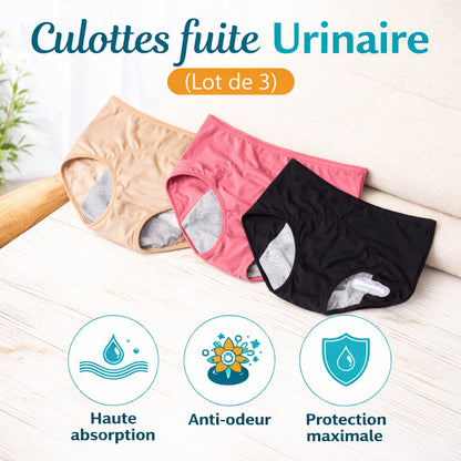 Culottes fuite Urinaire (lot de 3) anti-odeur haute absorption