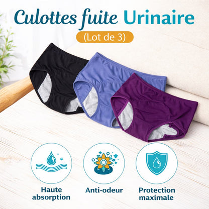 Culottes fuite Urinaire (lot de 3) anti-odeur haute absorption