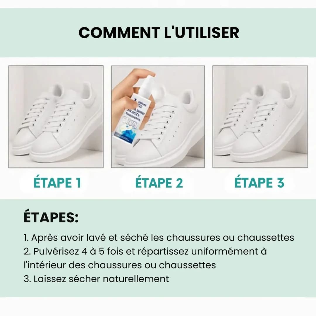 Déodorant Antibactérien pour Chaussures | Élimine les Odeurs