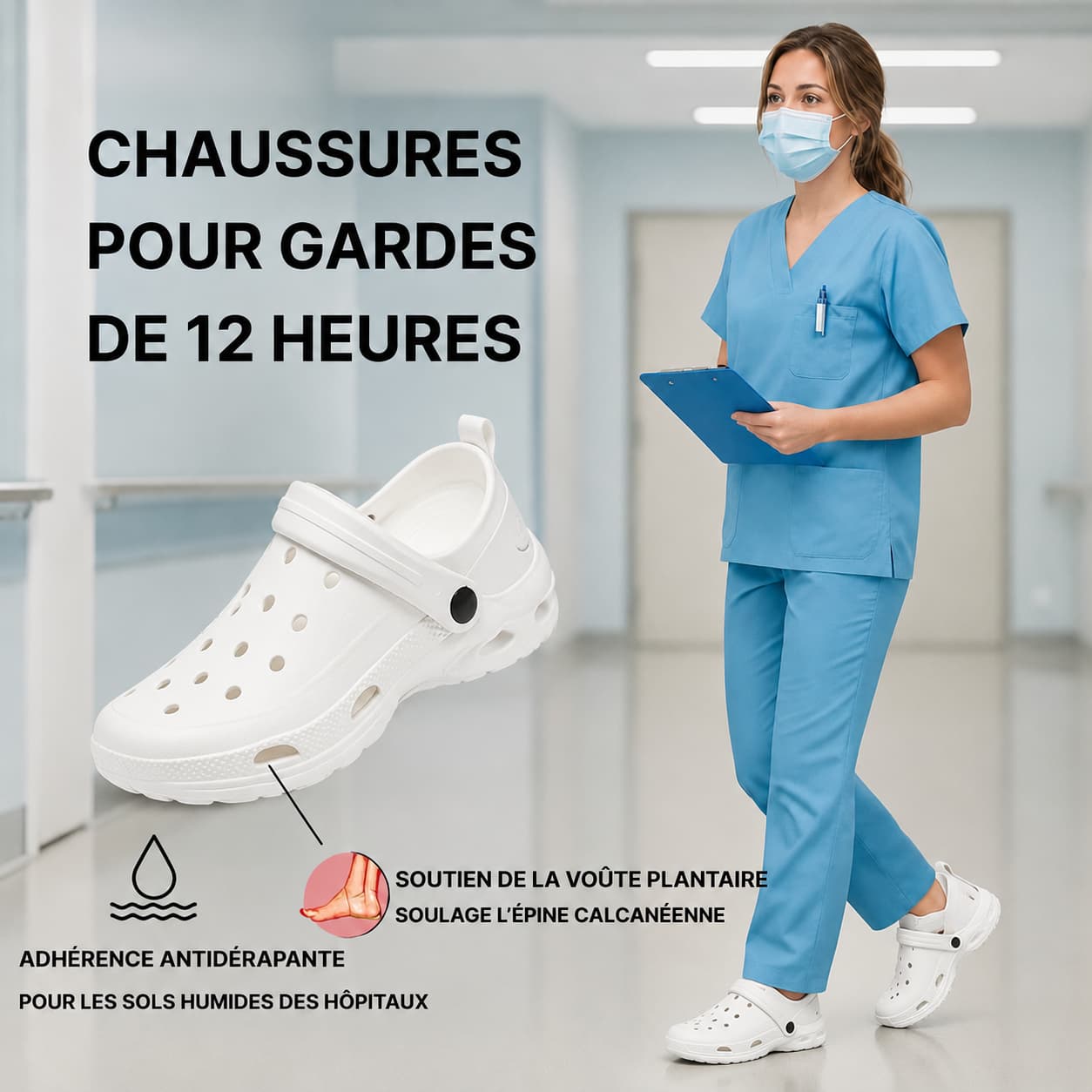 Sabot pour infirmière lavable et anti dérapant